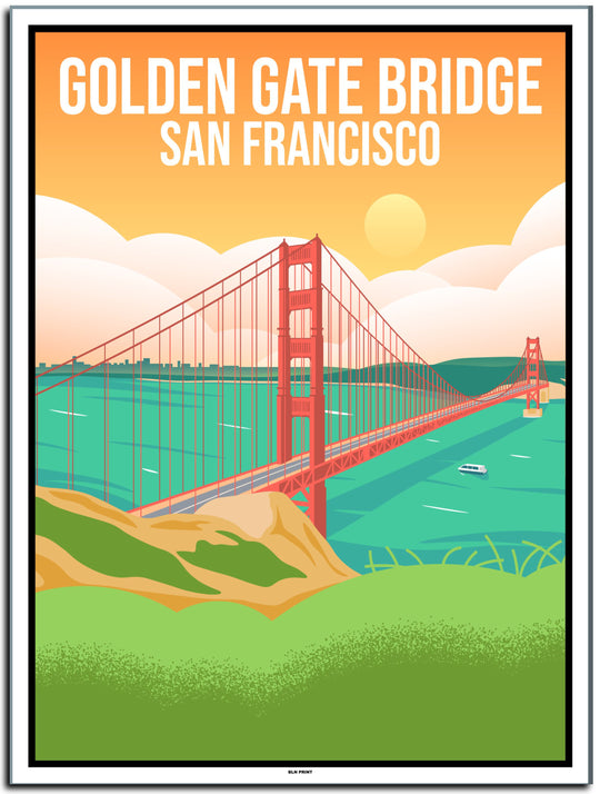 vintage travel poster san Francisco #30x40cm-white-color-border