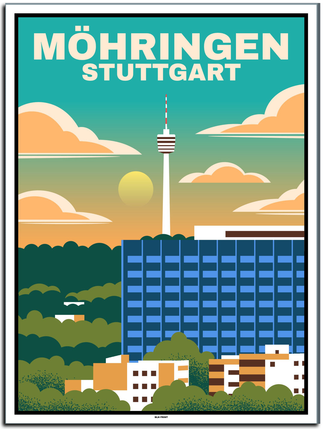 vintage kunstdruck poster stuttgart möhringen #30x40cm-weier-farbrand