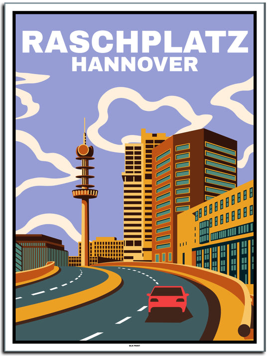 vintage kunstdruck poster raschplatz hannover #30x40cm-weier-farbrand