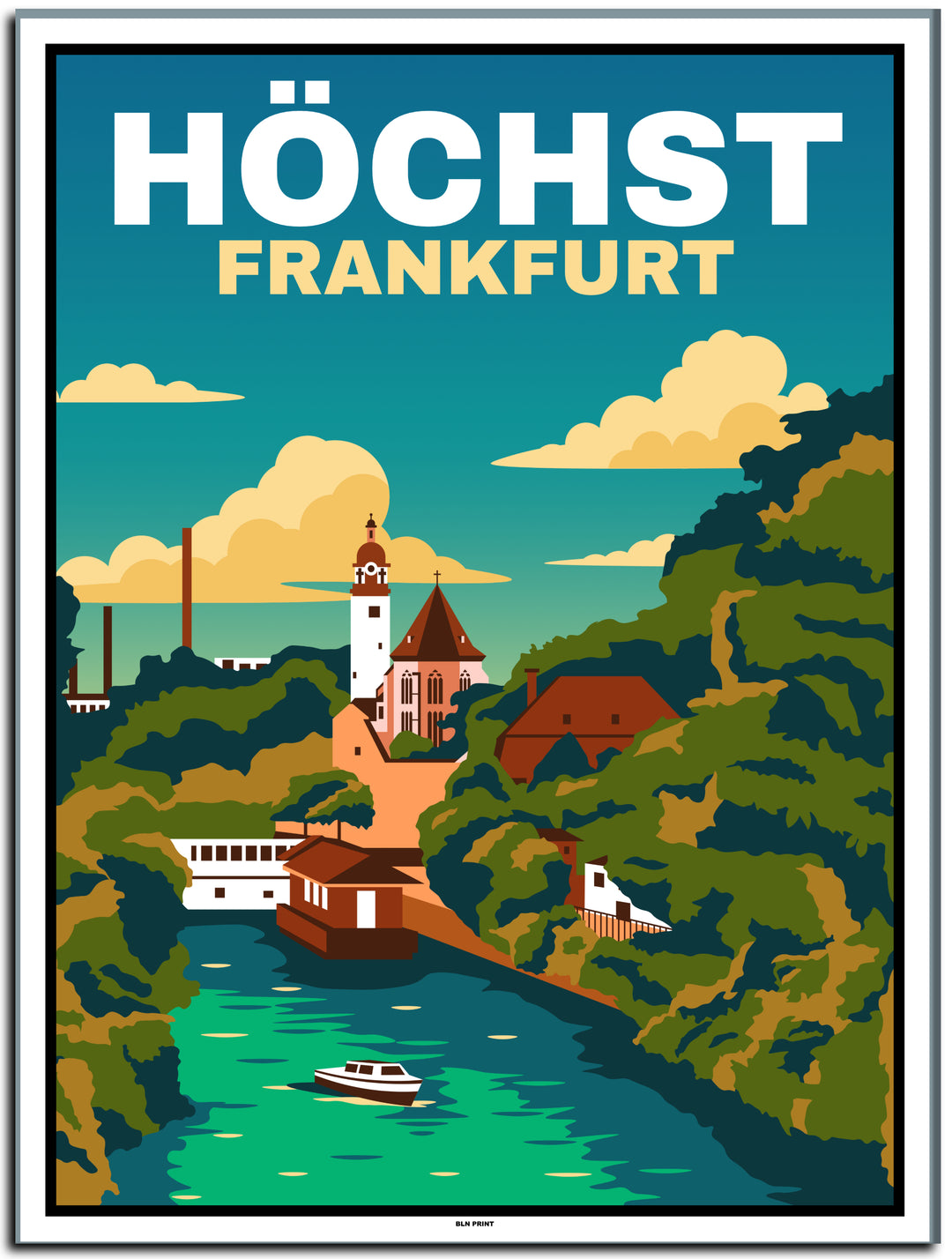 vintage kunstdruck travel retro poster Höchst Frankfurt online bestellen #30x40cm-weier-farbrand