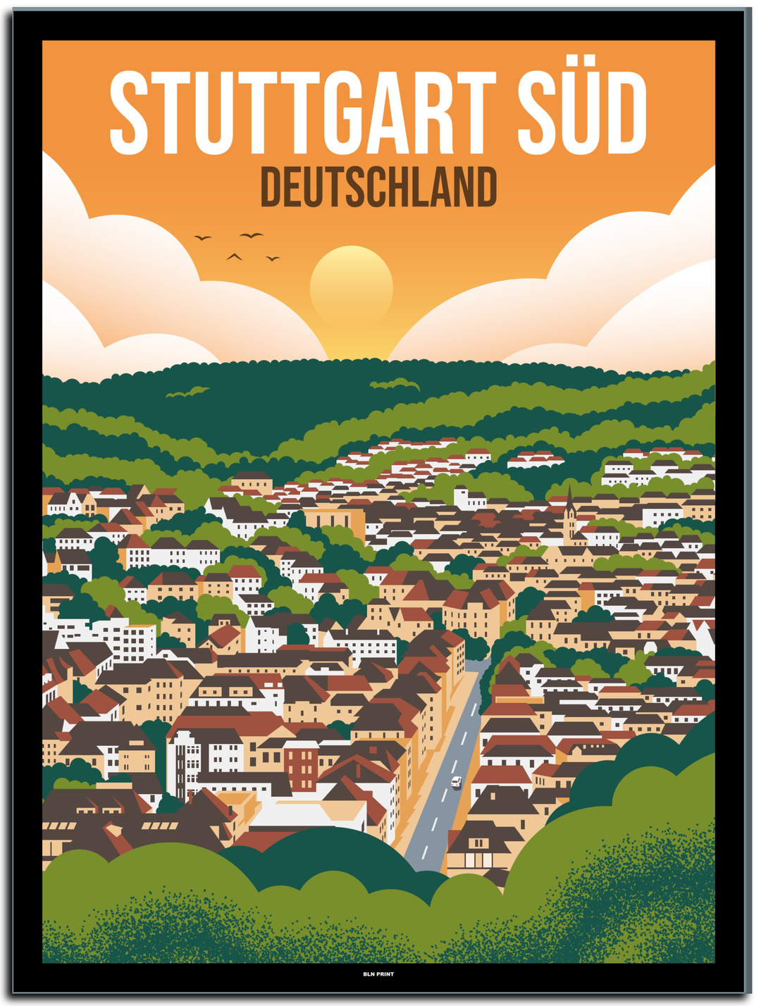 vintage stuttgart poster shop #30x40cm-schwarzer-farbrand