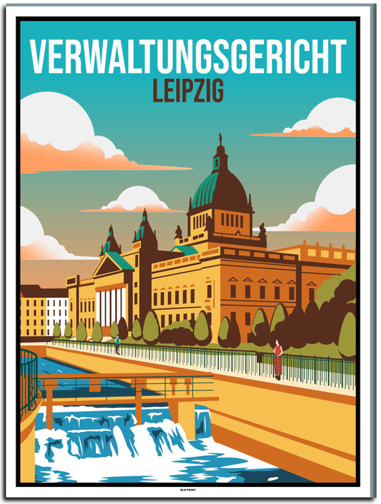 vintage kunstdruck poster Bundesverwaltungsgericht Leipzig #30x40cm-weier-farbrand