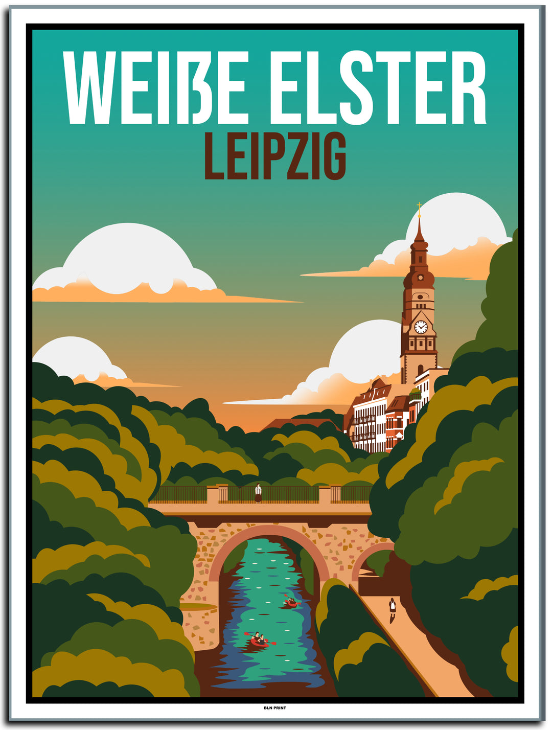 vintage kunstdruck travel retro poster Weiße Elster Leipzig Online Shop  #30x40cm-weier-farbrand