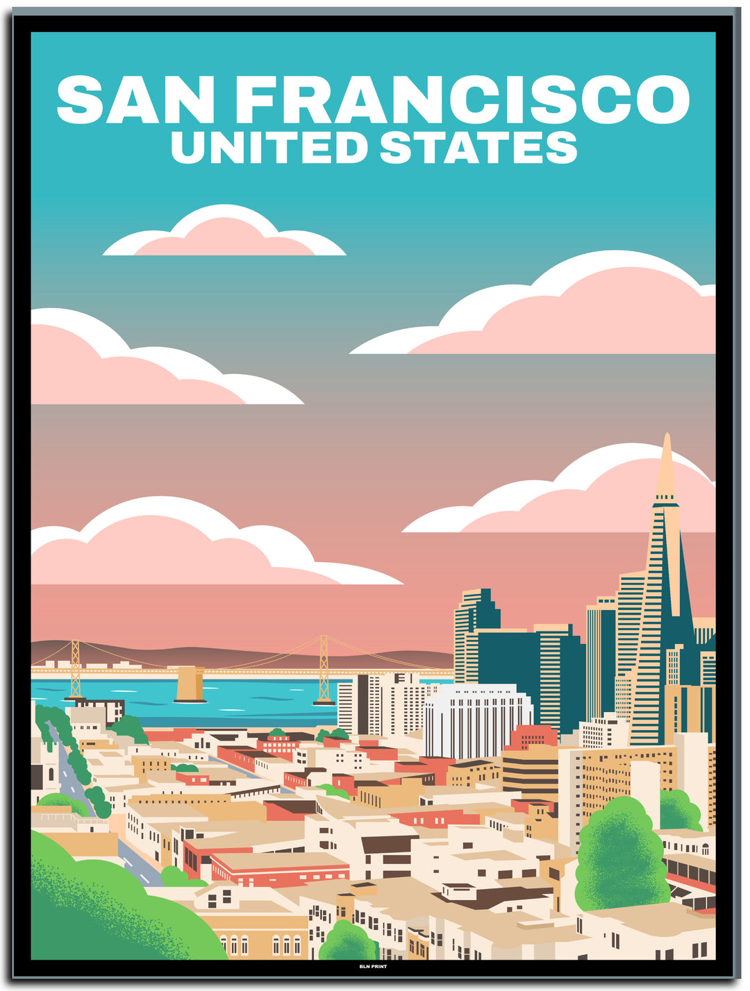 vintage San Francisco poster shop #30x40cm-schwarzer-farbrand