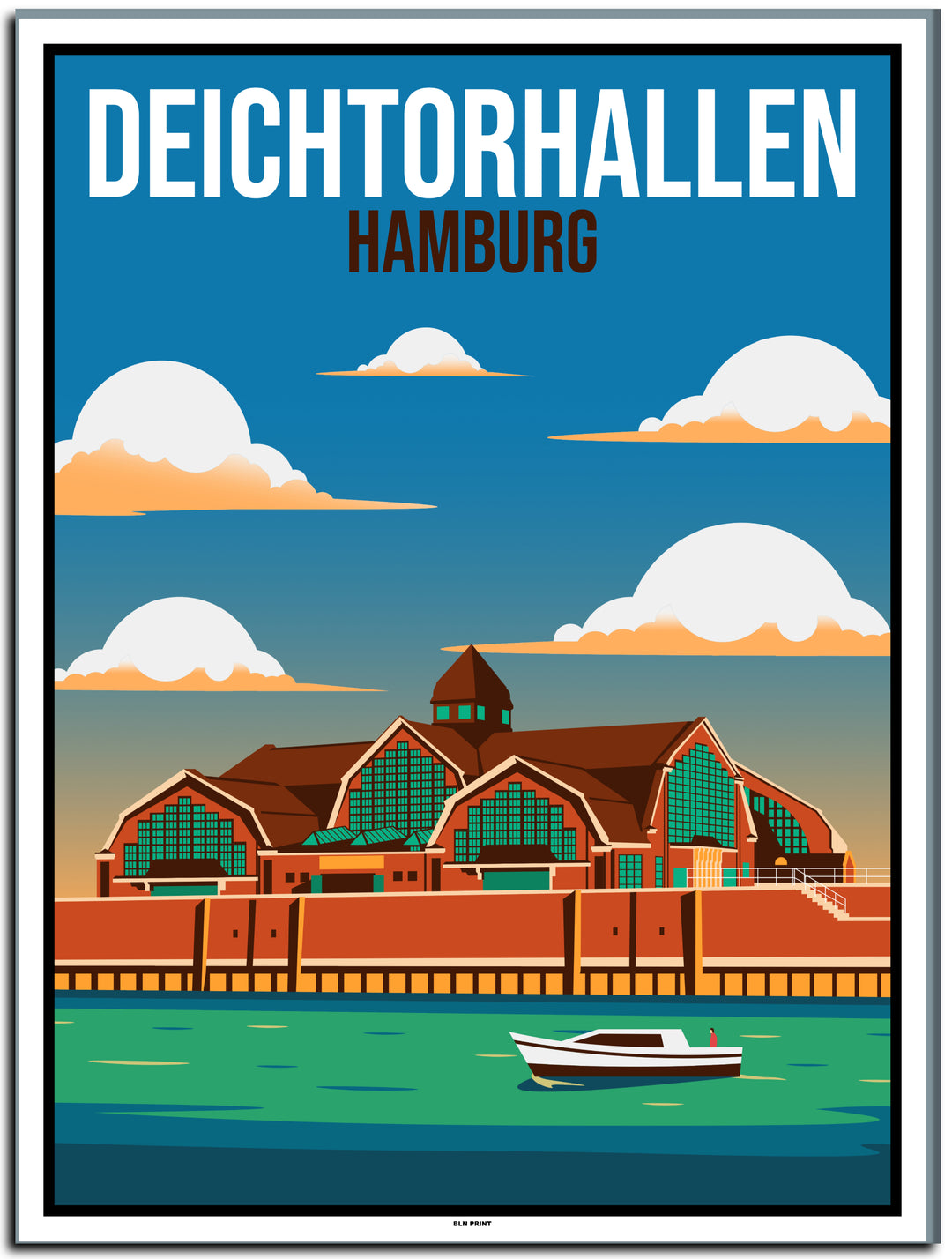 vintage kunstdruck poster hamburg deichtorhallen #30x40cm-weier-farbrand