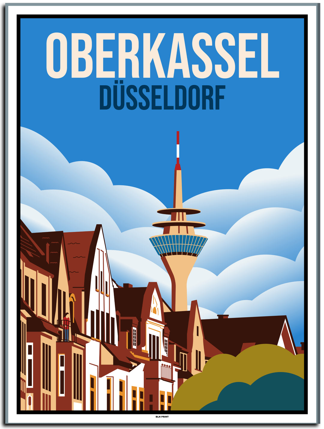 vintage kunstdruck poster Rheinturm Düsseldorf #30x40cm-weier-farbrand