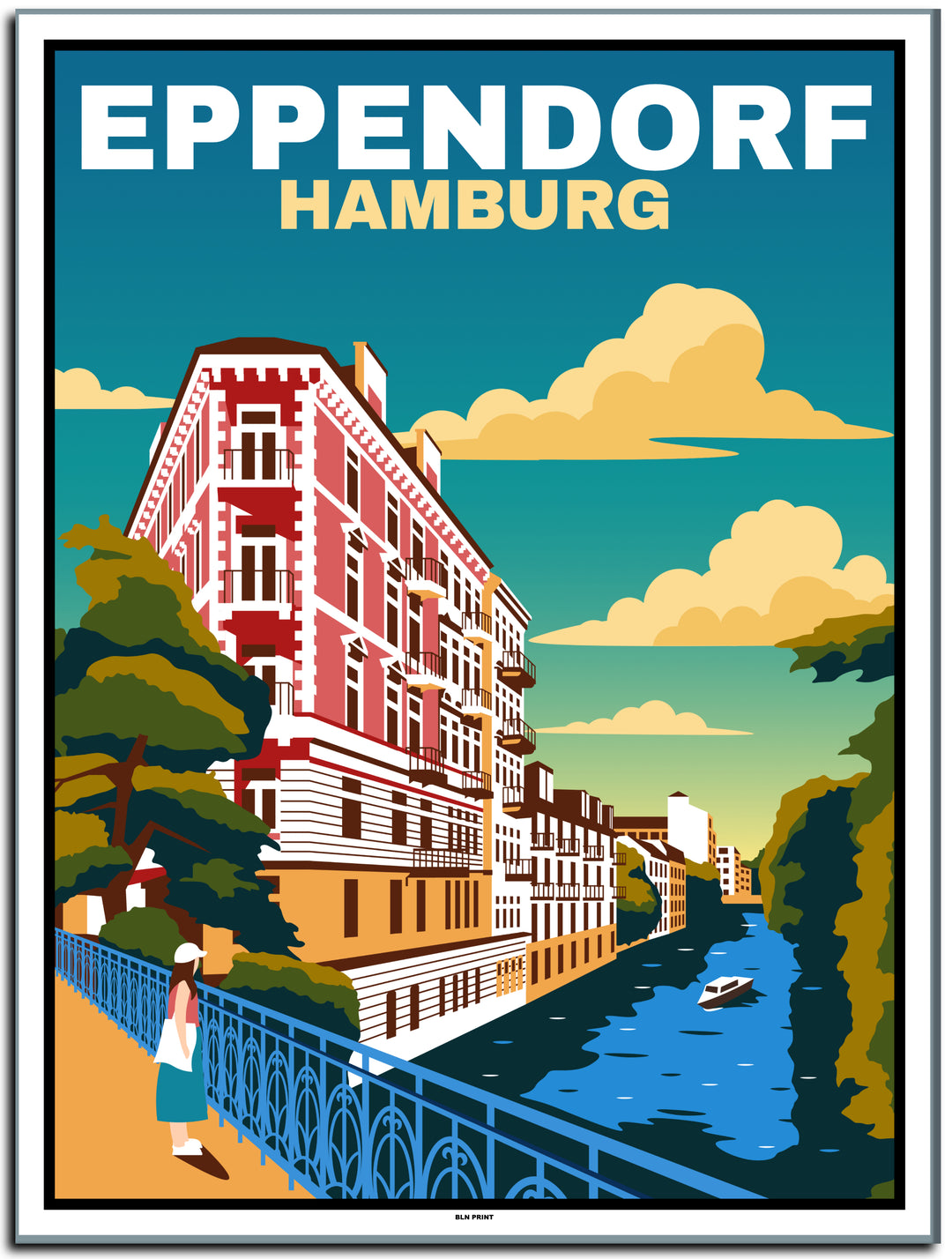 vintage kunstdruck poster hamburg eppendorf #30x40cm-weier-farbrand