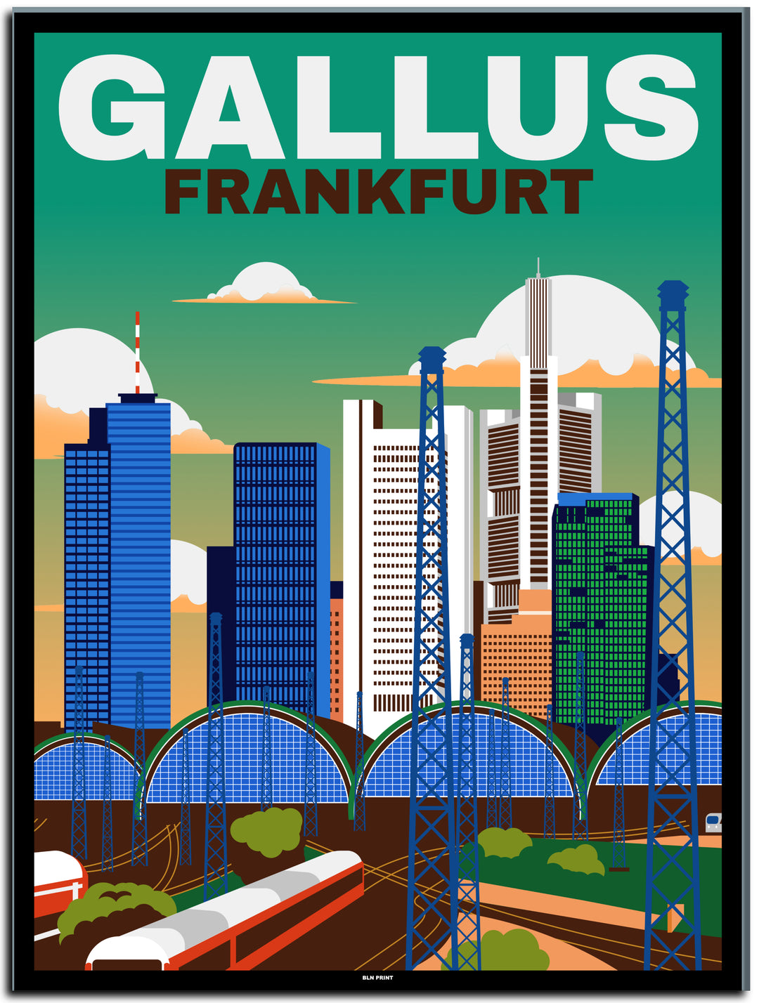vintage kunstdruck travel retro poster online shop Gallus Frankfurt #30x40cm-black-color-border