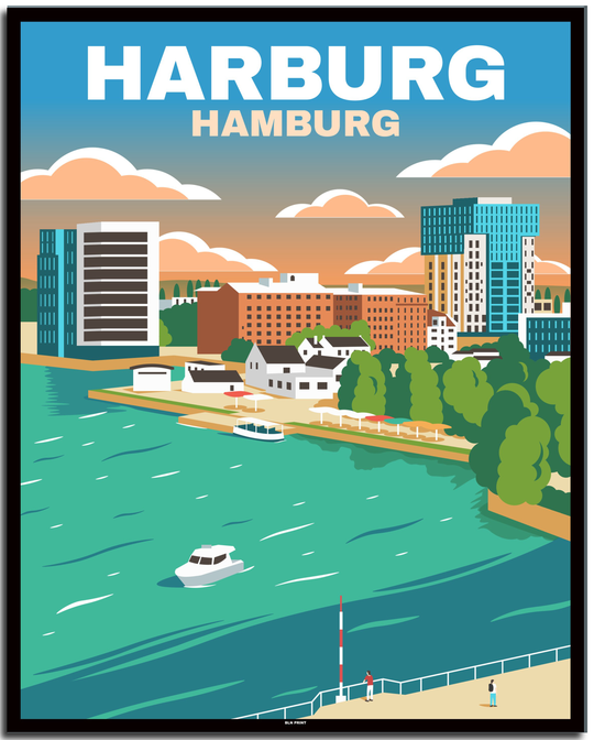 vintage hamburg poster shop #40x50cm-schwarzer-farbrand