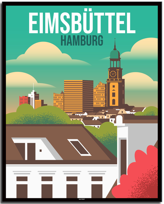 vintage hamburg poster shop #40x50cm-schwarzer-farbrand