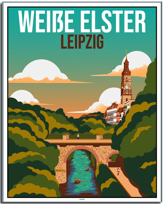 vintage kunstdruck travel retro poster Weiße Elster Leipzig Online Shop #40x50cm-weier-farbrand