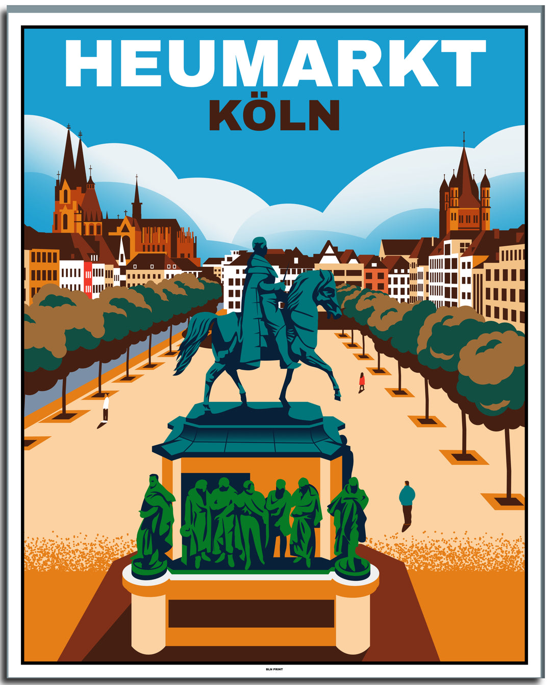 vintage kunstdruck travel retro poster Belgisches Viertel Köln Online bestellen  #40x50cm-weier-farbrand