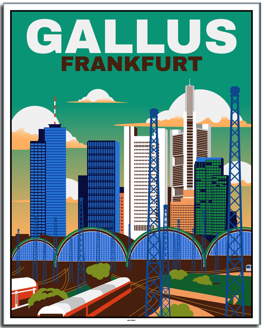 vintage kunstdruck travel retro poster online shop Gallus Frankfurt #40x50cm-white-color-border