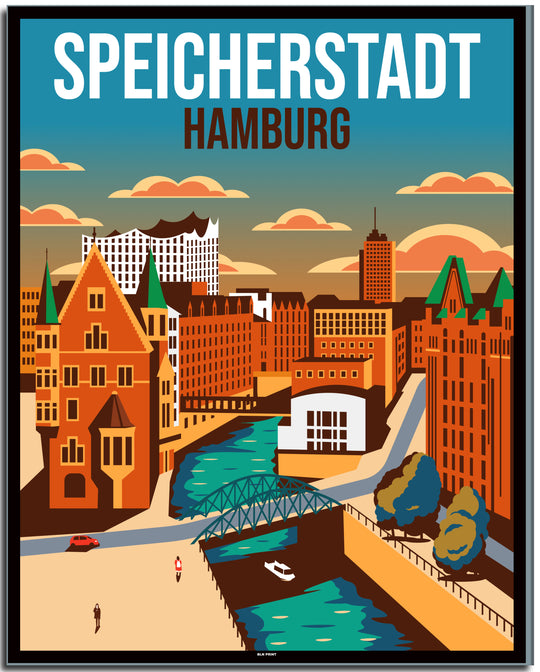 vintage hamburg poster shop #40x50cm-schwarzer-farbrand