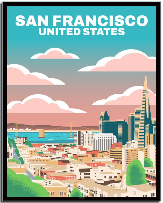 vintage travel poster San Francisco #30x40cm-black-color-border