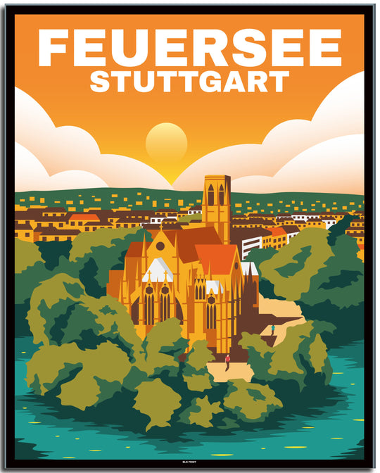 vintage stuttgart poster shop #40x50cm-schwarzer-farbrand