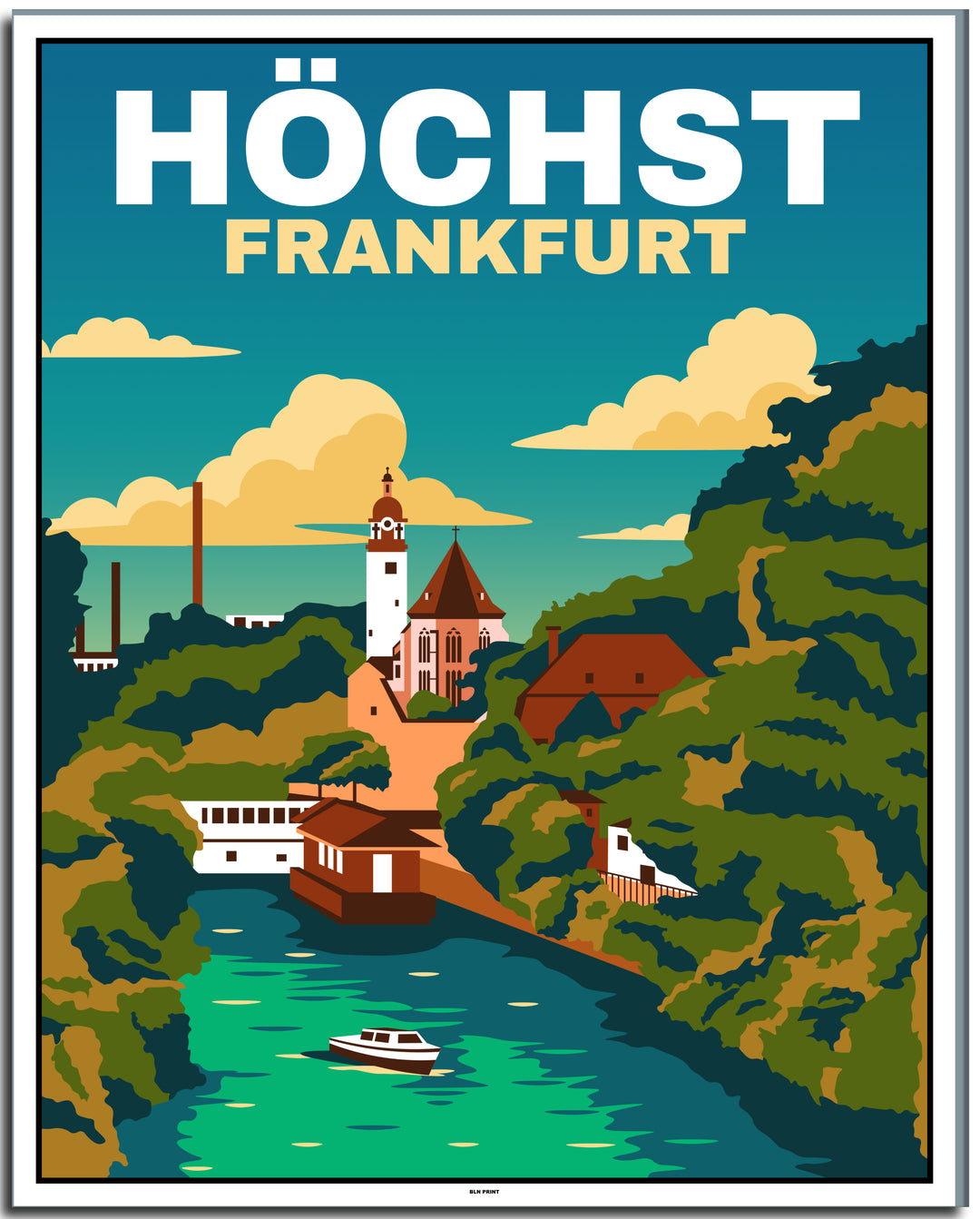 vintage kunstdruck travel retro poster Höchst Frankfurt online bestellen #40x50cm-weier-farbrand