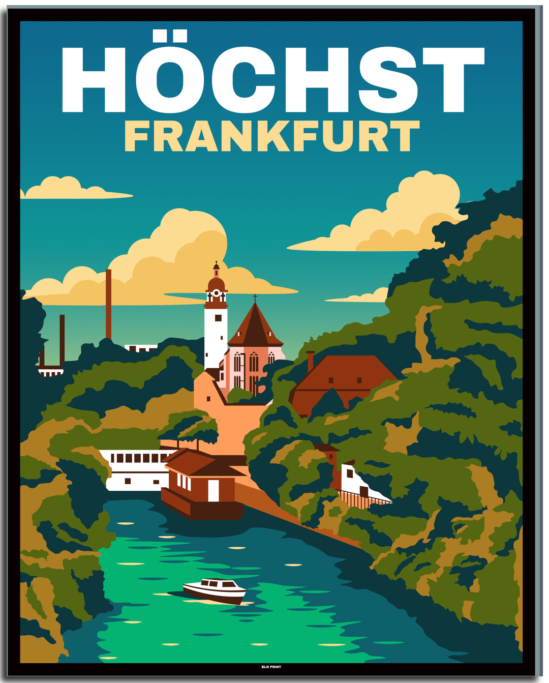 vintage kunstdruck travel retro poster Höchst Frankfurt online bestellen #40x50cm-schwarzer-farbrand