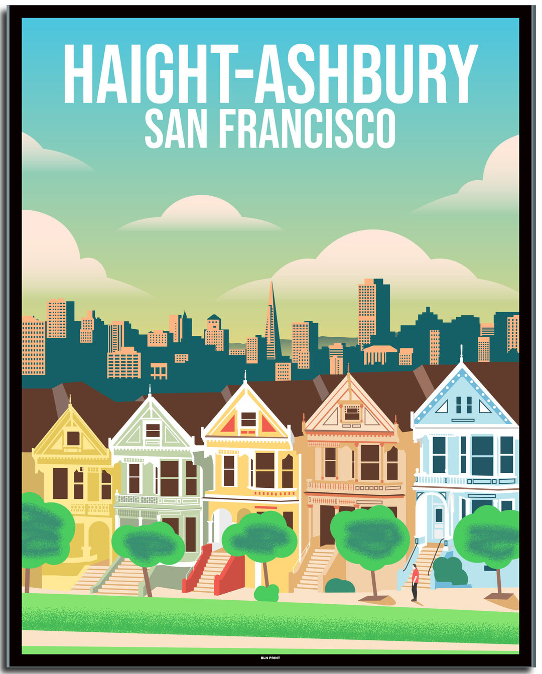 vintage travel poster San Francisco #40x50cm-black-color-border