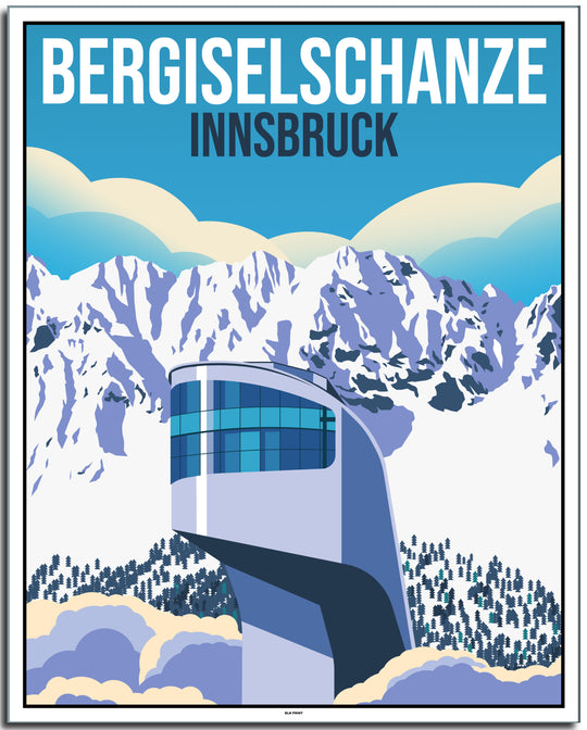 vintage kunstdruck travel retro poster Bergiselschanze Innsbruck Online Shop  