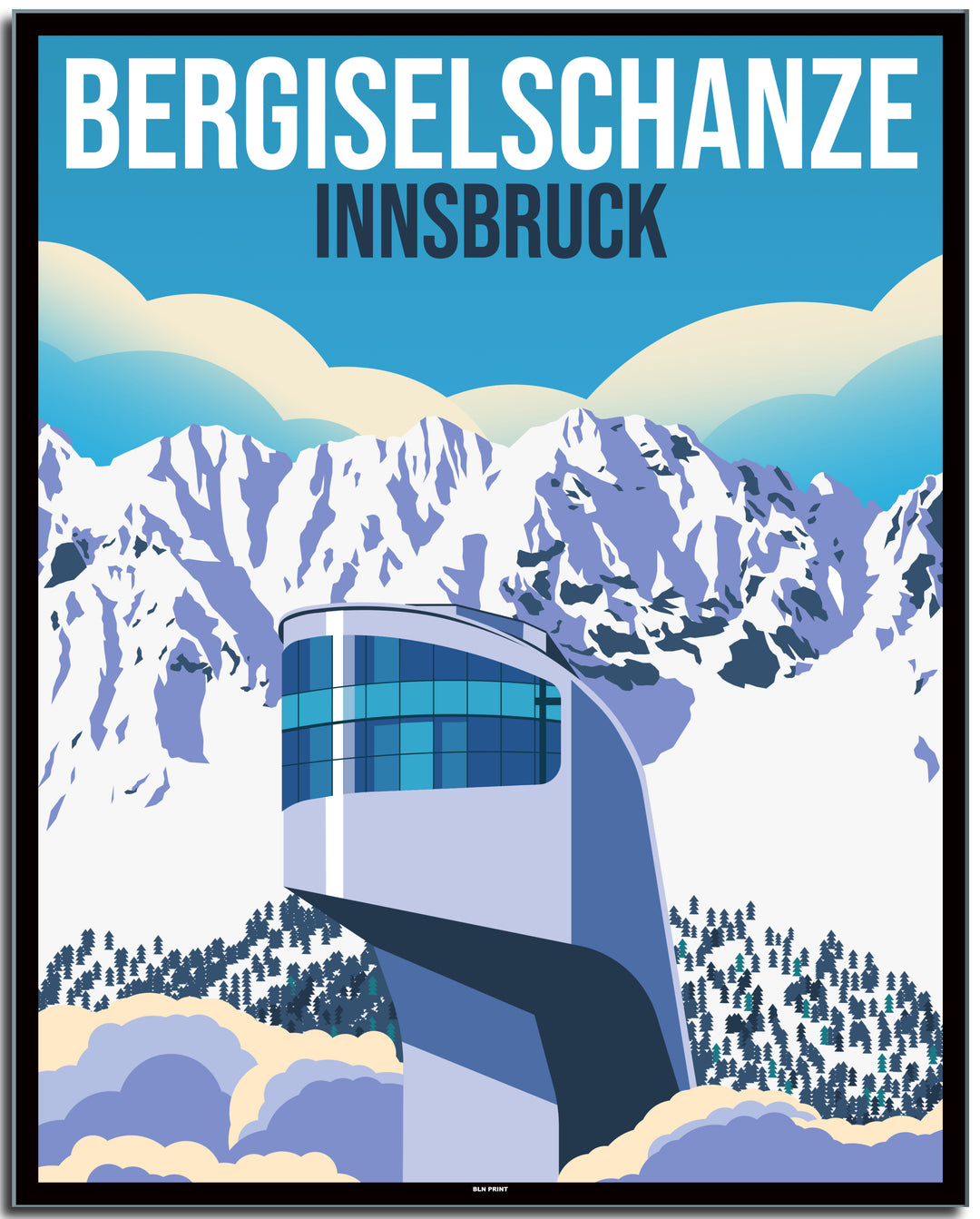 vintage kunstdruck travel retro poster Bergiselschanze Innsbruck Online Shop  
