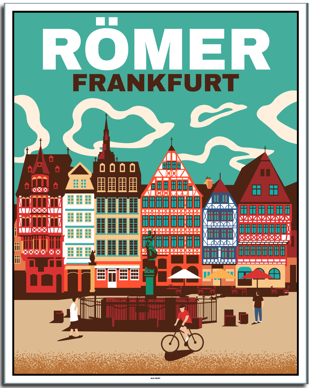 vintage kunstdruck travel retro poster Römer Frankfurt Online Shop #40x50cm-weier-farbrand