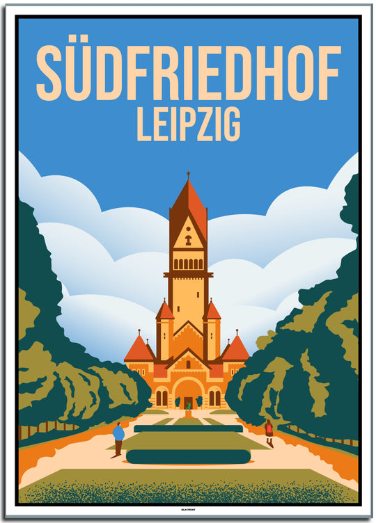 Südfriedhof Leipzig (1) - Vintage Travel Poster