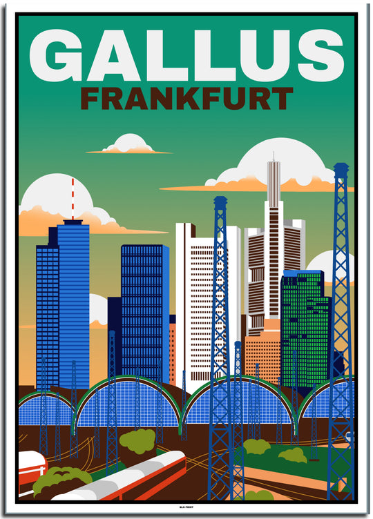 vintage kunstdruck travel retro poster online shop Gallus Frankfurt #50x70cm-white-color-border