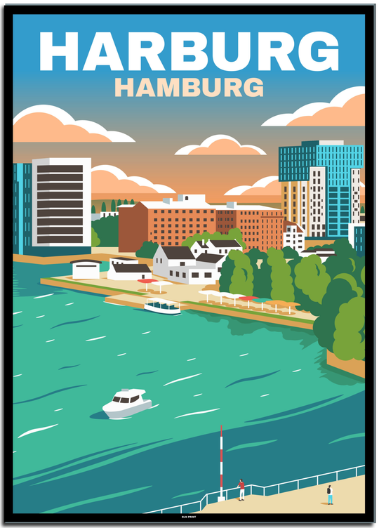 vintage hamburg poster shop #50x70cm-schwarzer-farbrand