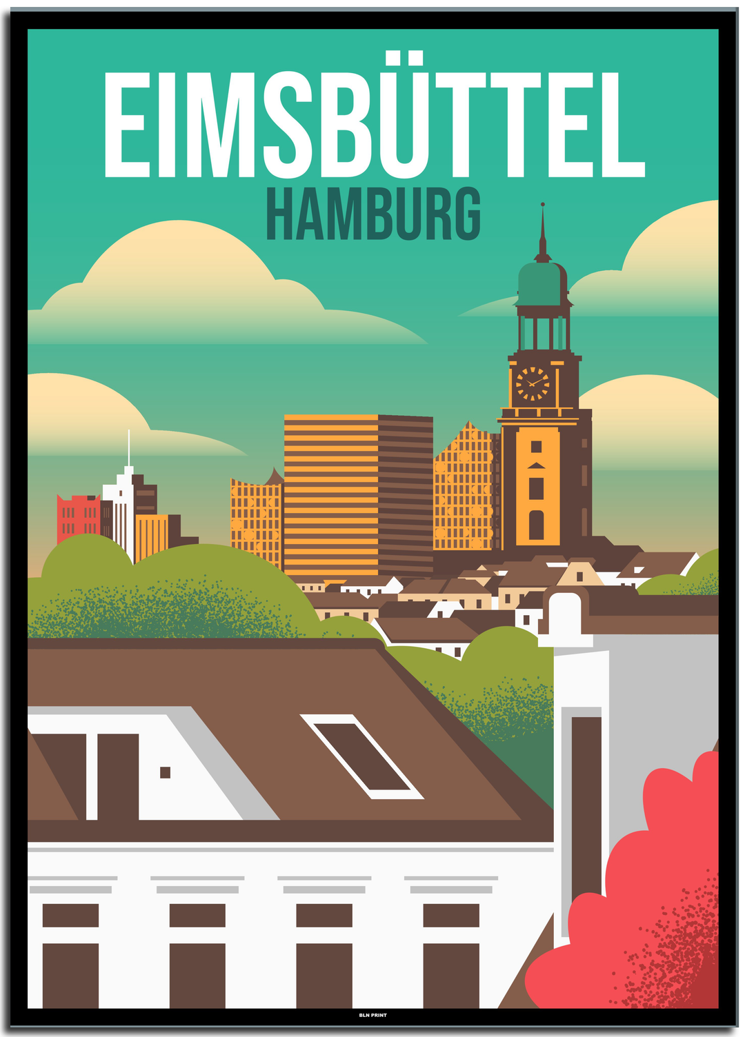 vintage hamburg poster shop #50x70cm-schwarzer-farbrand