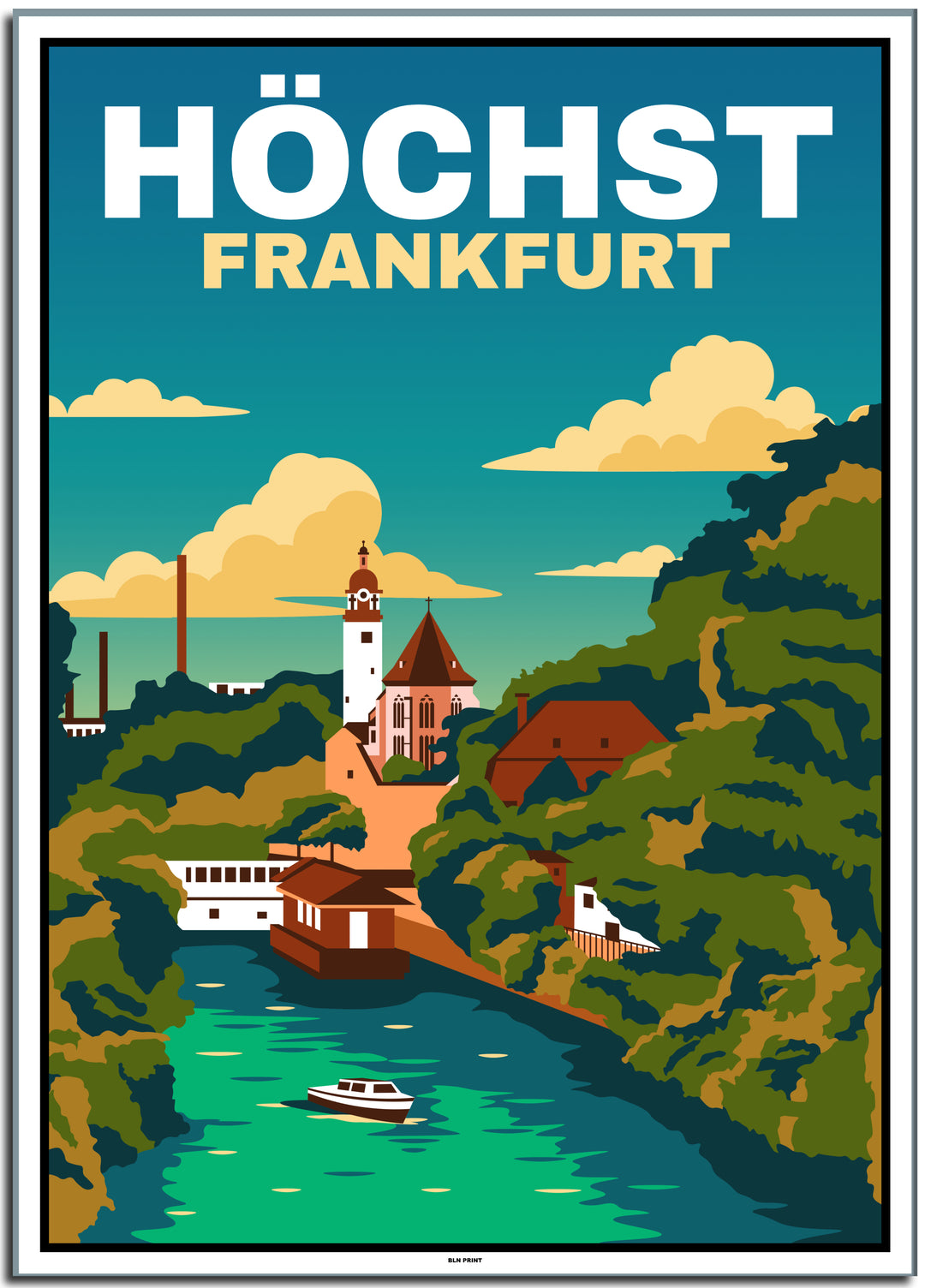 vintage kunstdruck travel retro poster Höchst Frankfurt online bestellen #50x70cm-weier-farbrand