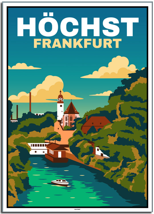 vintage kunstdruck travel retro poster Höchst Frankfurt online bestellen #50x70cm-weier-farbrand