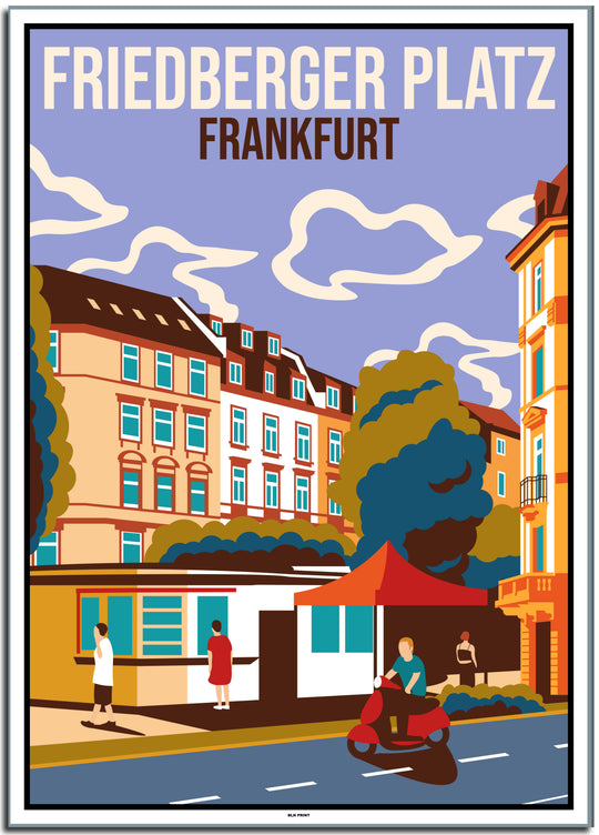 vintage kunstdruck travel retro poster Friedberger Platz Frankfurt online bestellen #50x70cm-weier-farbrand