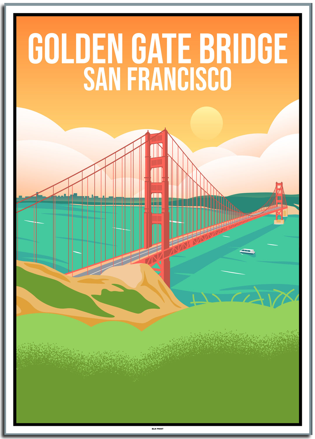 vintage travel poster San Francisco #50x70cm-white-color-border