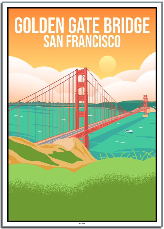 vintage travel poster San Francisco #50x70cm-white-color-border