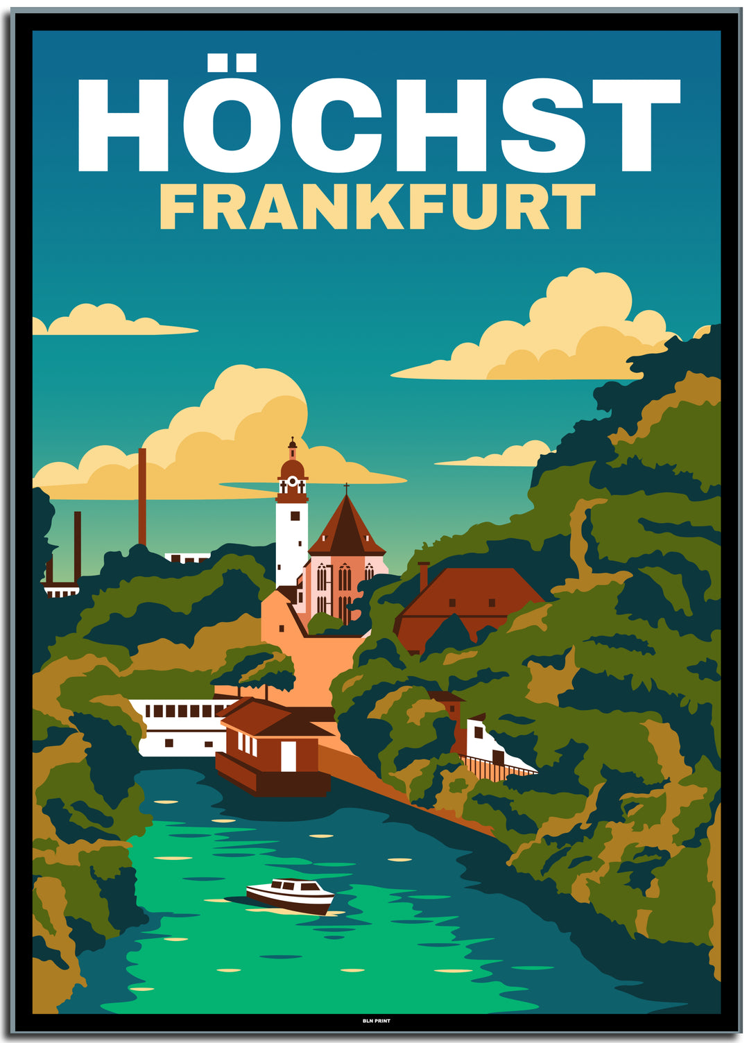 vintage kunstdruck travel retro poster Höchst Frankfurt online bestellen #50x70cm-schwarzer-farbrand