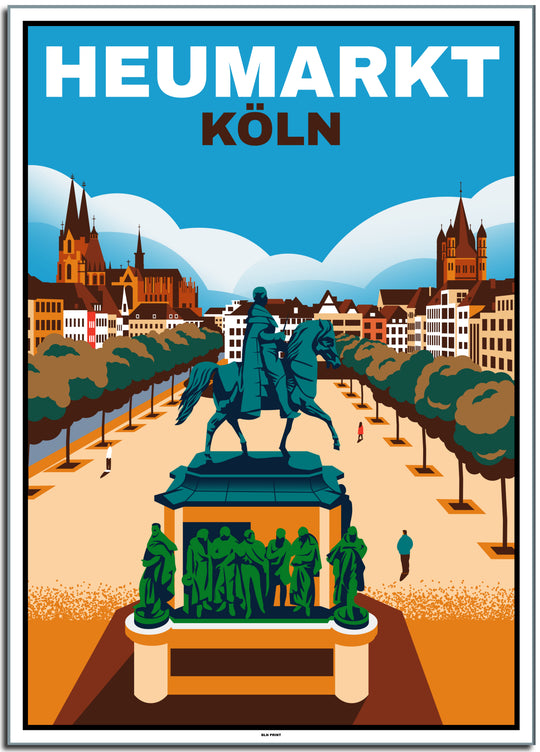 vintage kunstdruck travel retro poster Belgisches Viertel Köln Online bestellen #50x70cm-weier-farbrand  