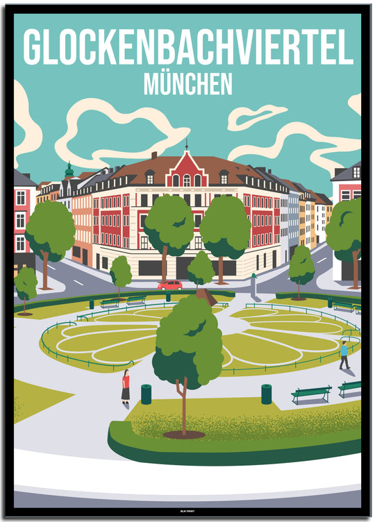 vintage münchen poster shop #50x70cm-schwarzer-farbrand