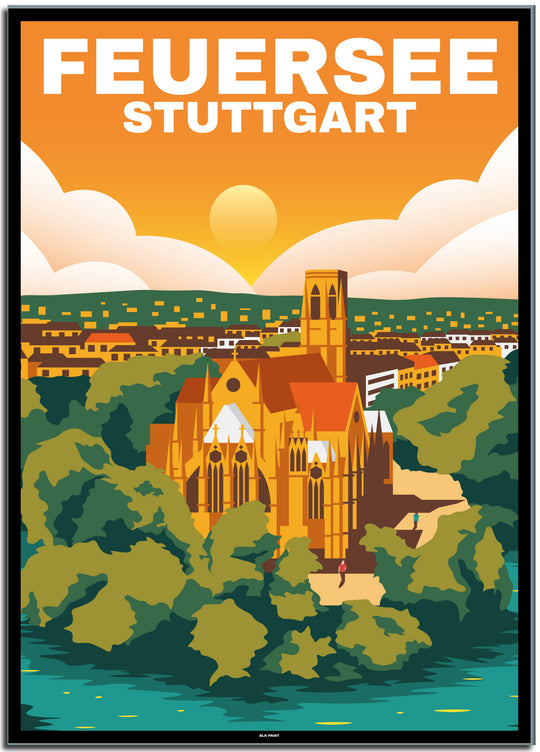 vintage stuttgart poster shop #50x70cm-schwarzer-farbrand