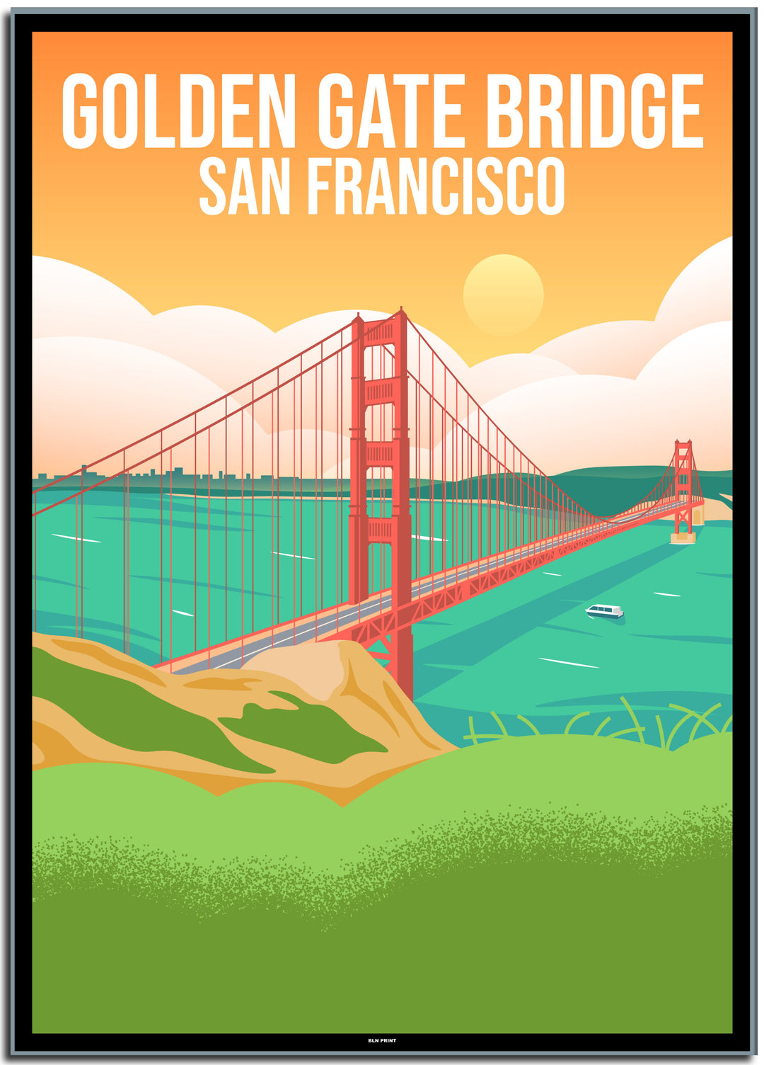 vintage travel poster San Francisco #50x70cm-schwarzer-farbrand