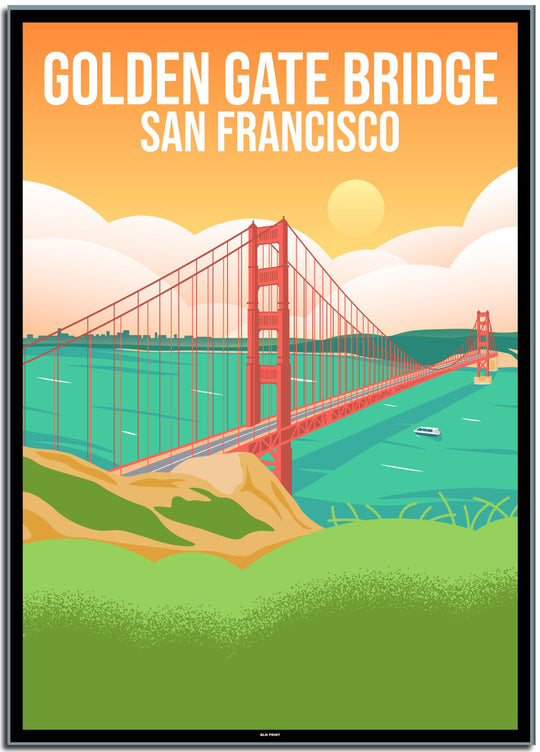 vintage travel poster San Francisco #50x70cm-schwarzer-farbrand