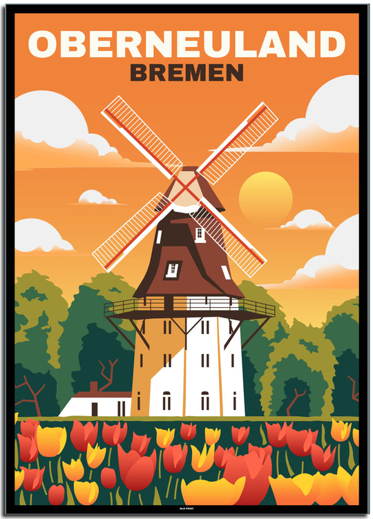 vintage bremen poster shop #50x70cm-schwarzer-farbrand