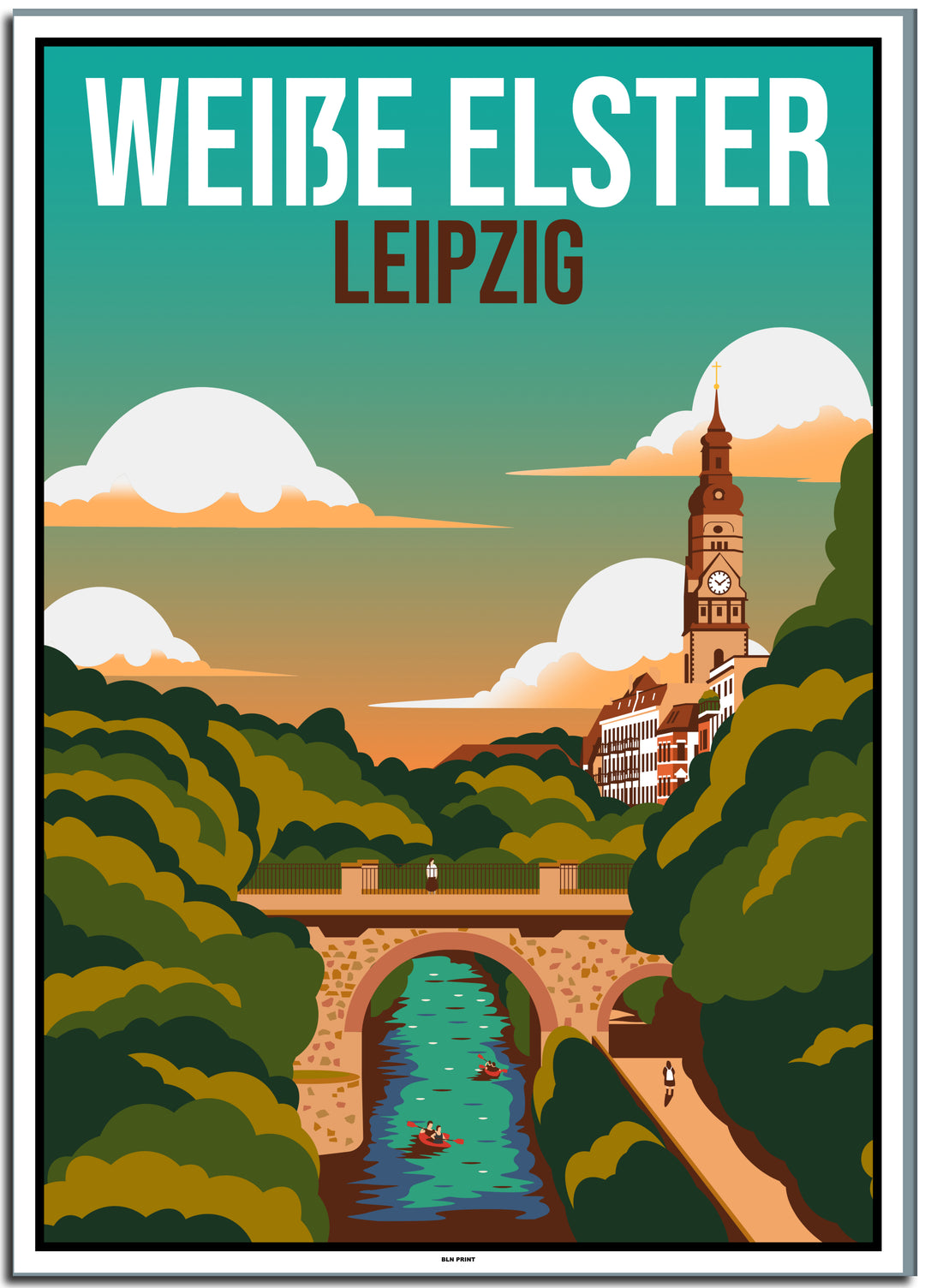 vintage kunstdruck travel retro poster Weiße Elster Leipzig Online Shop #50x70cm-weier-farbrand