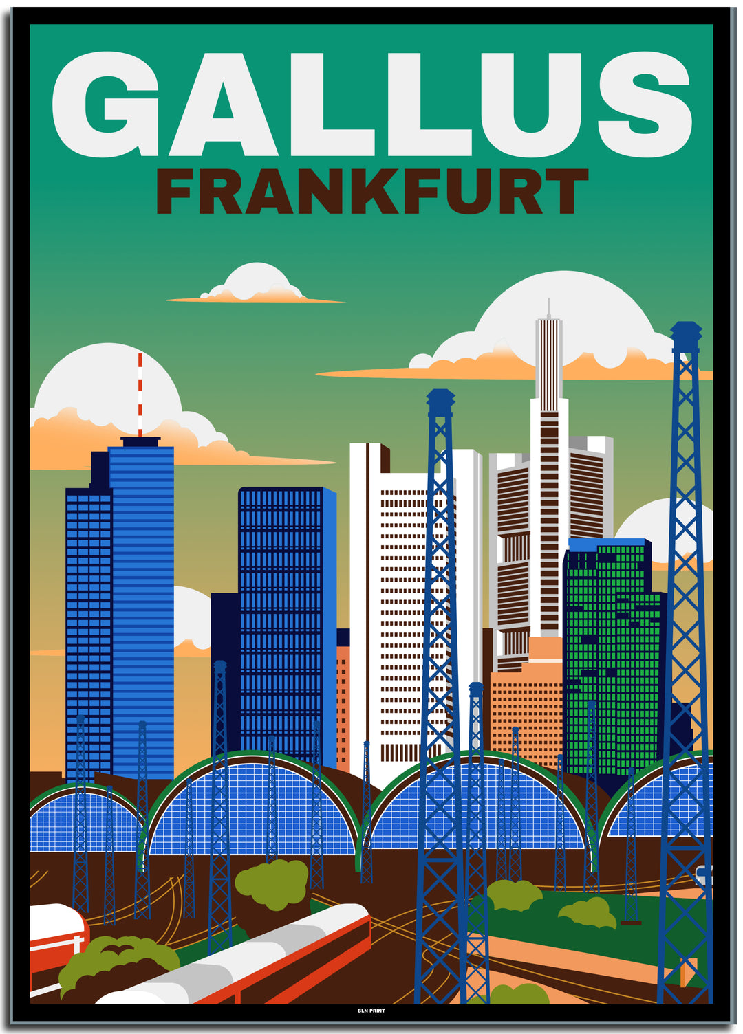 vintage kunstdruck travel retro poster online shop Gallus Frankfurt #50x70cm-schwarzer-farbrand