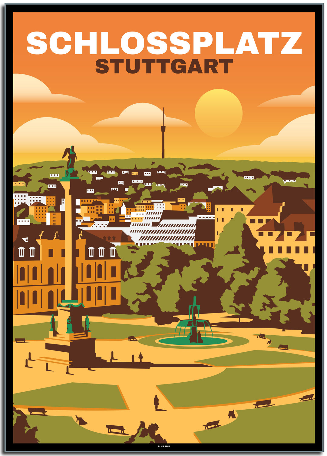 vintage stuttgart poster shop #50x70cm-schwarzer-farbrand