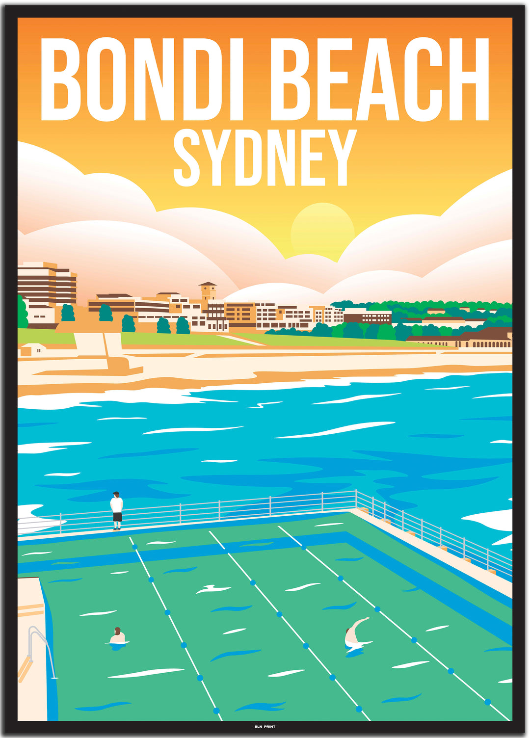 vintage travel poster sydney #50x70cm-schwarzer-farbrand