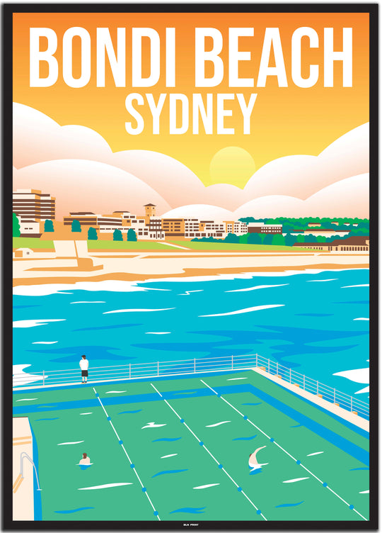 vintage travel poster sydney #50x70cm-schwarzer-farbrand