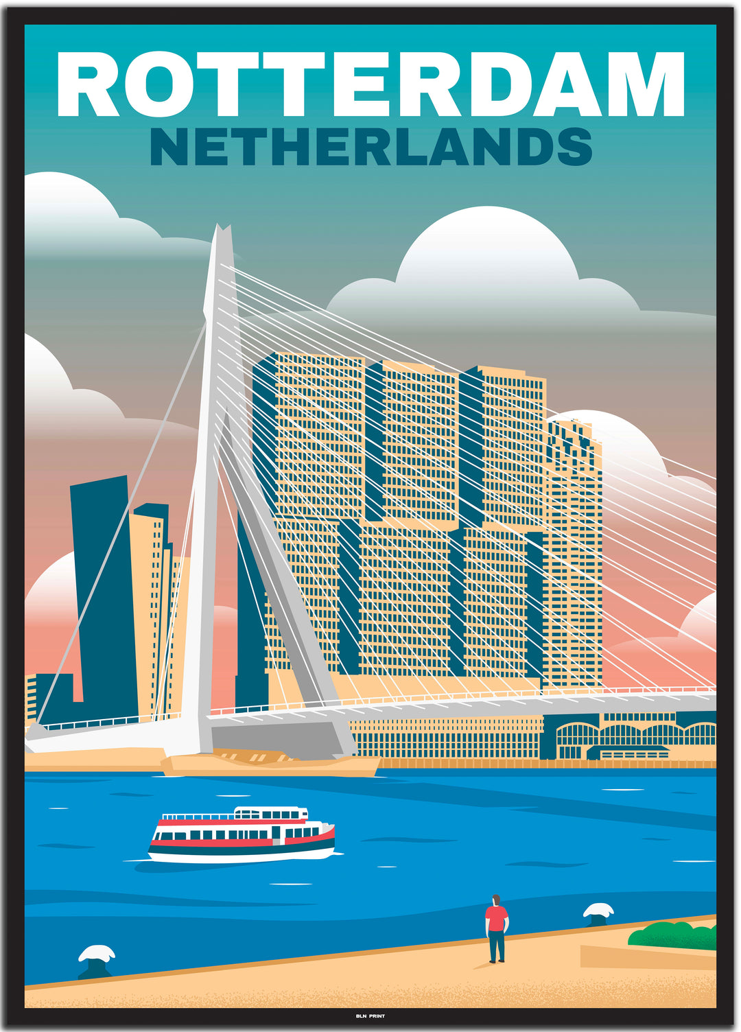 vintage travel poster rotterdam #50x70cm-schwarzer-farbrand