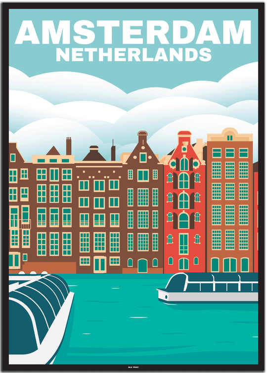 vintage travel poster amsterdam #50x70cm-schwarzer-farbrand