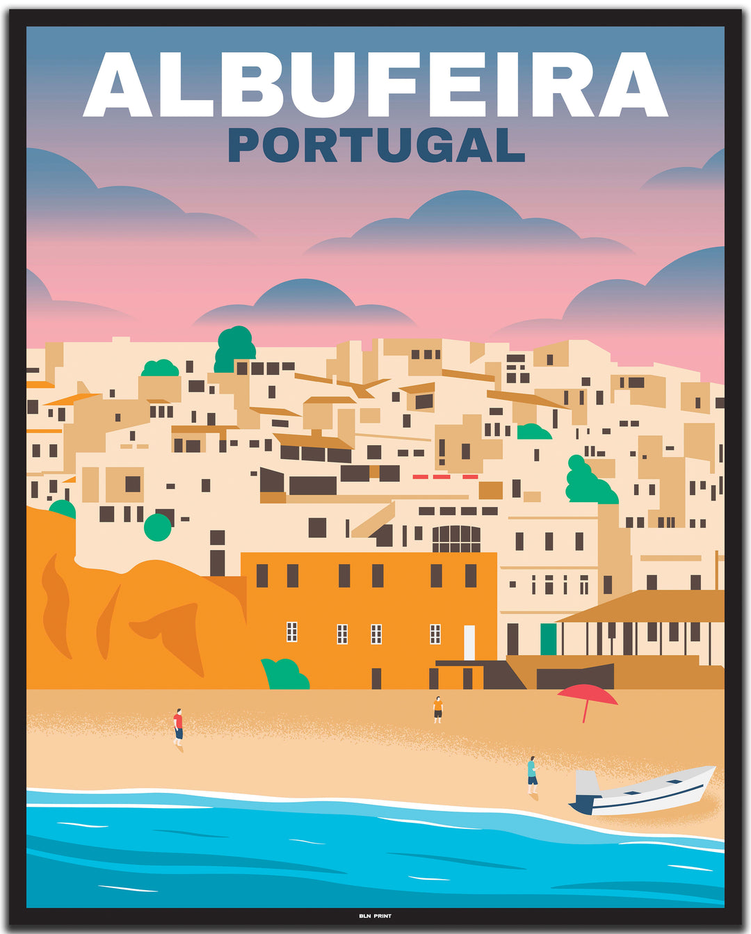 vintage travel poster algarve #40x50cm-black-color-border